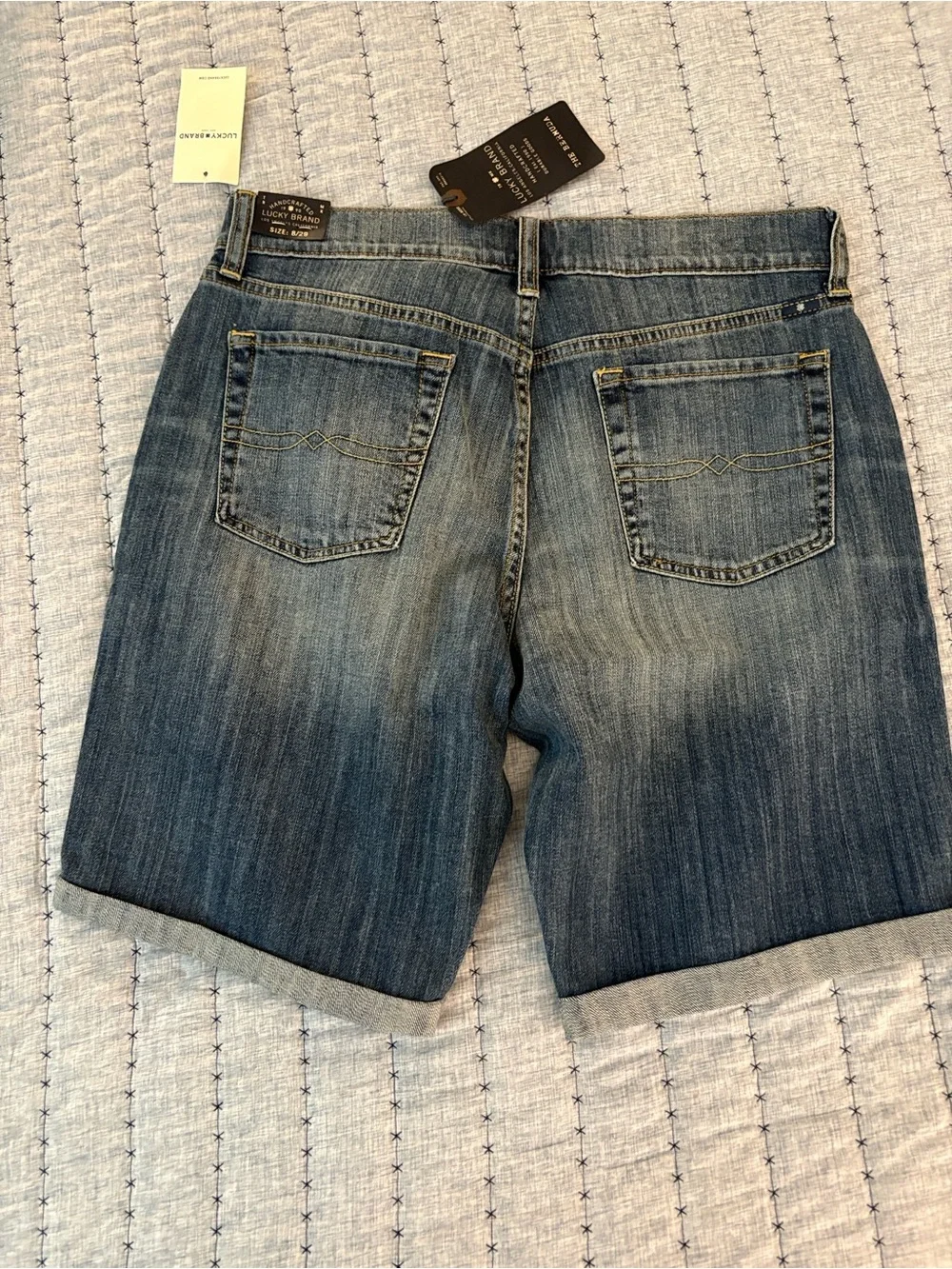 Lucky Brand Men's-Style Boyfriend Denim Shorts in Medium Blue Wash